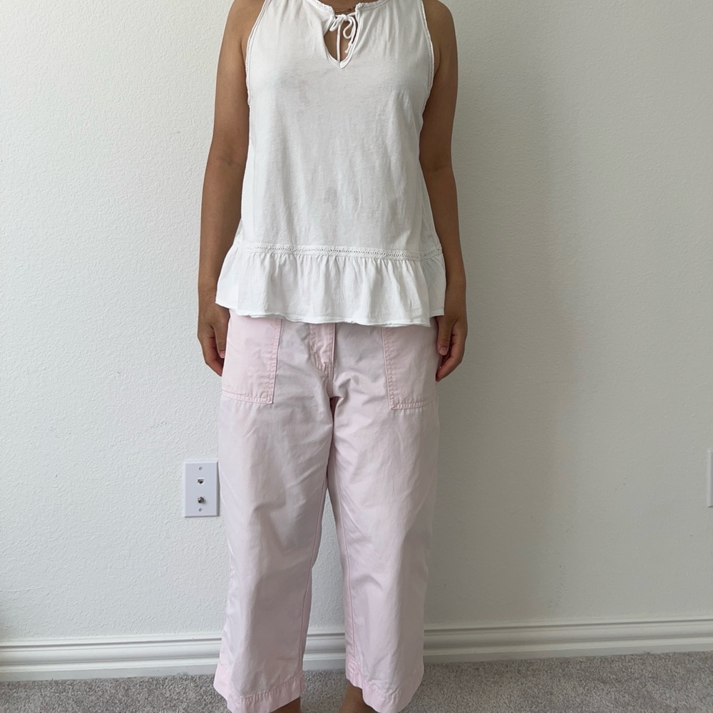 Abercrombie white tank top with ruffle hem